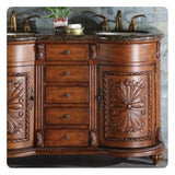 Silkroad Exclusive 54" Double Sink Bathroom Vanity with Baltic Brown Granite Countertop - WFH-0201-BB-UWC-54