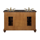 Silkroad Exclusive 54" Double Sink Bathroom Vanity with Baltic Brown Granite Countertop - WFH-0201-BB-UWC-54