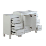 Silkroad Exclusive 54" Single Left Sink White Bathroom Vanity With Carrara White Marble Countertop and White Ceramic Undermount Sink - V0290WW54L