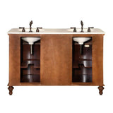 Silkroad 55" Double Sink American Chestnut Vanity with Crema Marfil Countertop & Ivory Undermount Sink - HYP-0719-CM-UIC-55