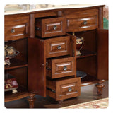Silkroad 55" Double Sink American Chestnut Vanity with Crema Marfil Countertop & Ivory Undermount Sink - HYP-0719-CM-UIC-55