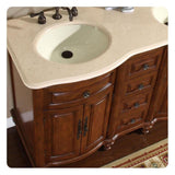 Silkroad 55" Double Sink American Chestnut Vanity with Crema Marfil Countertop & Ivory Undermount Sink - HYP-0719-CM-UIC-55