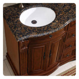 Silkroad Exclusive 55" Double Sink Cherry Bathroom Vanity With Baltic Brown Granite Countertop and White Ceramic Undermount Sink - HYP-0223-BB-UWC-55