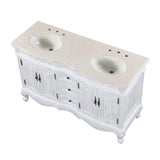 Silkroad Exclusive 58" Double Sink Antique White Vanity w/ Crema Marfil Marble - HYP-0145-CM-UIC-58