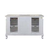 Silkroad Exclusive 58" Double Sink Antique White Vanity w/ Crema Marfil Marble - HYP-0145-CM-UIC-58