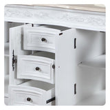 Silkroad Exclusive 58" Double Sink Antique White Vanity w/ Crema Marfil Marble - HYP-0145-CM-UIC-58
