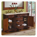 Silkroad 58" Double Sink Brazilian Rosewood Vanity with Crema Marfil Marble & White Ceramic Sink - WFH-0197-CM-UWC-58