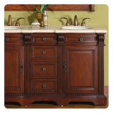 Silkroad 58" Double Sink Brazilian Rosewood Vanity with Crema Marfil Marble & White Ceramic Sink - WFH-0197-CM-UWC-58