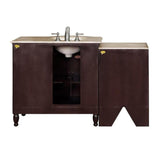 Silkroad Exclusive 58" Left Sink Dark Walnut Bathroom Vanity, Travertine Countertop – HYP-0902-T-UIC-58-L