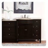 Silkroad Exclusive 58" Left Sink Dark Walnut Bathroom Vanity, Travertine Countertop – HYP-0902-T-UIC-58-L