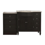 Silkroad Exclusive 58" Left Sink Dark Walnut Bathroom Vanity, Travertine Countertop – HYP-0902-T-UIC-58-L