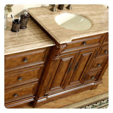 Silkroad Exclusive 58" Single Left Sink Walnut Vanity with Travertine Top & Ivory Undermount Sink - HYP-0904-T-UIC-58-L