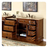 Silkroad Exclusive 58" Single Left Sink Walnut Vanity with Travertine Top & Ivory Undermount Sink - HYP-0904-T-UIC-58-L