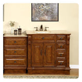 Silkroad Exclusive 58" Single Left Sink Walnut Vanity with Travertine Top & Ivory Undermount Sink - HYP-0904-T-UIC-58-L