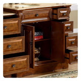 Silkroad Exclusive 58" Single Left Sink Walnut Vanity with Travertine Top & Ivory Undermount Sink - HYP-0904-T-UIC-58-L