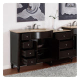 Silkroad Exclusive 58" Right Sink Vanity, Travertine Top, Dark Walnut – HYP-0902-T-UIC-58-R
