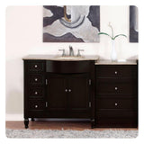 Silkroad Exclusive 58" Right Sink Vanity, Travertine Top, Dark Walnut – HYP-0902-T-UIC-58-R