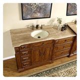 Silkroad Exclusive 58" Single Right Sink Walnut Modular Vanity with Travertine Countertop - HYP-0904-T-UIC-58-R