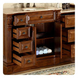 Silkroad Exclusive 58" Single Right Sink Walnut Modular Vanity with Travertine Countertop - HYP-0904-T-UIC-58-R