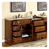 Silkroad Exclusive 58" Single Right Sink Walnut Modular Vanity with Travertine Countertop - HYP-0904-T-UIC-58-R