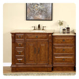 Silkroad Exclusive 58" Single Right Sink Walnut Modular Vanity with Travertine Countertop - HYP-0904-T-UIC-58-R