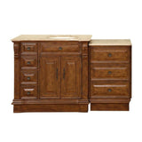 Silkroad Exclusive 58" Single Right Sink Walnut Modular Vanity with Travertine Countertop - HYP-0904-T-UIC-58-R