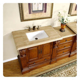 Silkroad Exclusive 58" Single Sink Cherry Modular Bathroom Vanity With Travertine Countertop and White Ceramic Undermount Sink - HYP-0907-T-UWC-58