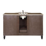 Silkroad Exclusive 58" Single Sink Dark Walnut Bathroom Vanity With Travertine Countertop and White Ceramic Undermount Sink - HYP-0717-T-UWC-58