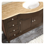 Silkroad Exclusive 58" Single Sink Dark Walnut Bathroom Vanity With Travertine Countertop and White Ceramic Undermount Sink - HYP-0717-T-UWC-58