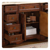 Silkroad Exclusive 59" Single Sink English Chestnut Vanity, Crema Marfil Marble, White Ceramic Sink – WFH-0199-CM-UWC-58