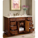 Silkroad Exclusive 59" Single Sink English Chestnut Vanity, Crema Marfil Marble, White Ceramic Sink – WFH-0199-CM-UWC-58