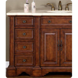 Silkroad Exclusive 59" Single Sink English Chestnut Vanity, Crema Marfil Marble, White Ceramic Sink – WFH-0199-CM-UWC-58