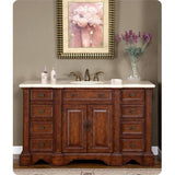Silkroad Exclusive 59" Single Sink English Chestnut Vanity, Crema Marfil Marble, White Ceramic Sink – WFH-0199-CM-UWC-58