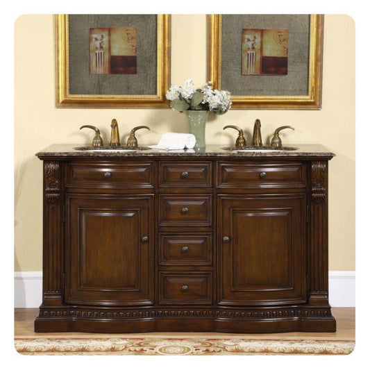 Silkroad Exclusive 60" Double Sink Bathroom Vanity - HYP-0712-BB-UIC-60