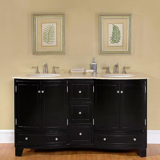Silkroad Exclusive 60" Double Sink Bathroom Vanity – HYP-0703-CM-UWC-60
