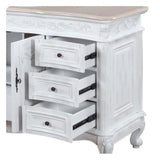 Silkroad Exclusive 60" Single Sink Antique White Vanity, Crema Marfil Marble, Undermount Sink - JB-0273-CM-UWC-60