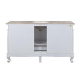 Silkroad Exclusive 60" Single Sink Antique White Vanity, Crema Marfil Marble, Undermount Sink - JB-0273-CM-UWC-60
