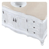 Silkroad Exclusive 60" Single Sink Antique White Vanity, Crema Marfil Marble, Undermount Sink - JB-0273-CM-UWC-60