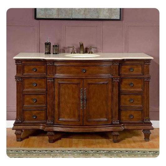 Silkroad 60" Rosewood Vanity w/ Marble Top – HYP-0277-CM-UWC-60
