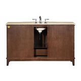 Silkroad Exclusive 60" Single Sink Dark Walnut Bathroom Vanity With Travertine Countertop and White Ceramic Undermount Sink - HYP-0237-T-UWC-60