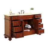 Silkroad 60" Red Chestnut Vanity, Marble Top, Undermount Sink - FS-0268-CM-UWC-60