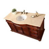 Silkroad 60" Red Chestnut Vanity, Marble Top, Undermount Sink - FS-0268-CM-UWC-60