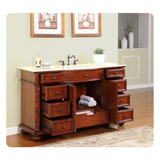 Silkroad 60" Red Chestnut Vanity, Marble Top, Undermount Sink - FS-0268-CM-UWC-60