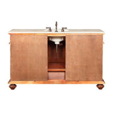 Silkroad 60" Red Chestnut Vanity, Marble Top, Undermount Sink - FS-0268-CM-UWC-60