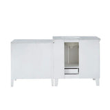 Silkroad Exclusive 67" Single Left Sink White Modular Bathroom Vanity With Carrara White Marble Countertop and White Ceramic Undermount Sink