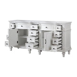 Silkroad Exclusive 72" Double Sink Antique White Bathroom Vanity With Carrara White Marble Countertop and White Ceramic Undermount Sink - V0722WW72D