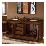Silkroad Exclusive 72" Double Sink Vanity – Red Chestnut, Baltic Brown Granite, Ivory Ceramic Sink – HYP-0715-BB-UIC-72
