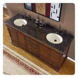 Silkroad Exclusive 72" Double Sink Vanity – Red Chestnut, Baltic Brown Granite, Ivory Ceramic Sink – HYP-0715-BB-UIC-72