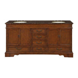 Silkroad Exclusive 72" Double Sink Vanity – Red Chestnut, Baltic Brown Granite, Ivory Ceramic Sink – HYP-0715-BB-UIC-72