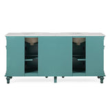 Silkroad Exclusive 72" Double Sink Retro Green Bathroom Vanity With Carrara White Marble Countertop and White Ceramic Undermount Sink - V0722NW72D